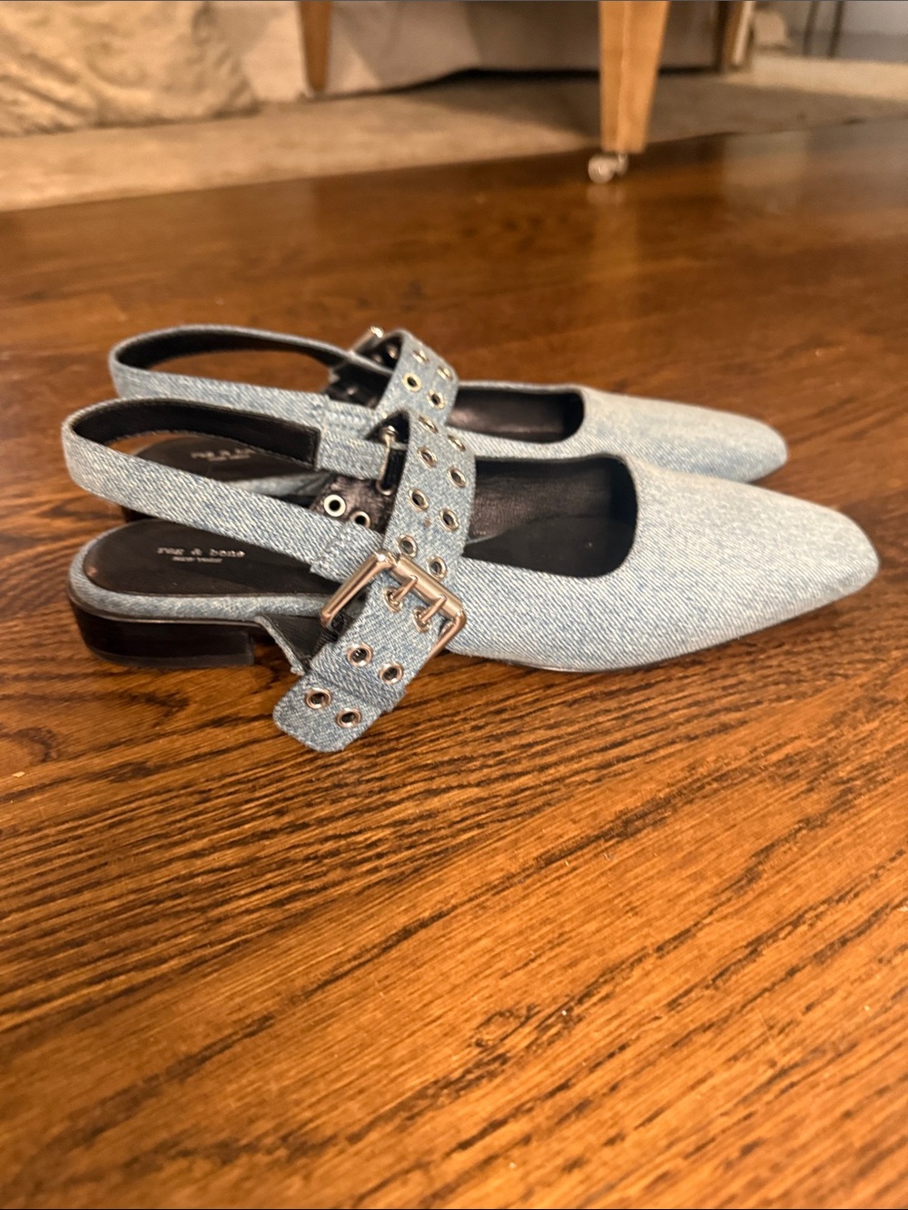 Rag & Bone Denim Slingback Mary Jane Flats EU 38.5 - Picture 4 of 5